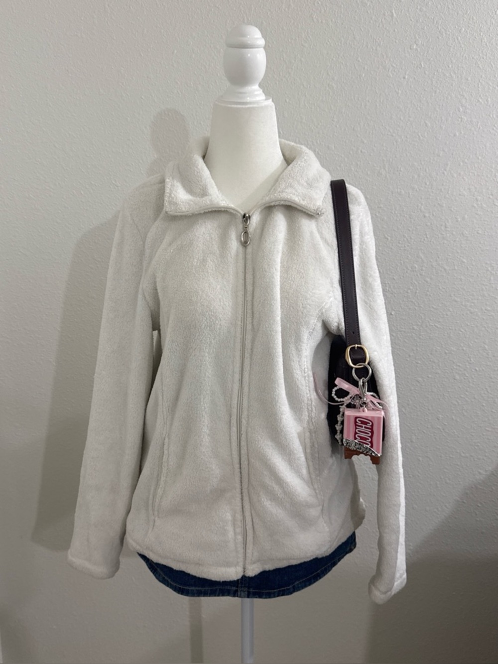 White fuzzy sweater